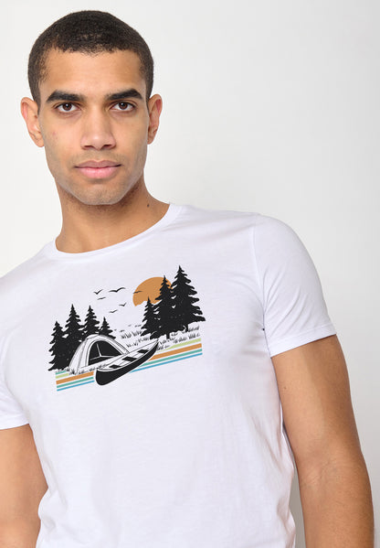 T-shirt Kanu Zelt auf Weiss Greenbomb