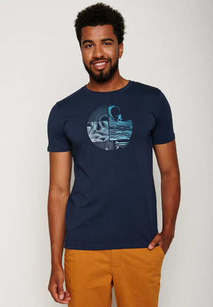T-shirt Nature Waves Blau von Greenbomb