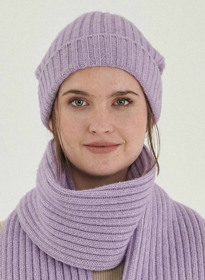 SALE -50% Woll-Pullover gestrickt in Grau/Violet/Blau von Organication
