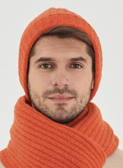 SALE -50%: Woll-Pullover gestrickt in Orangerot/Violet/Lila von Organication