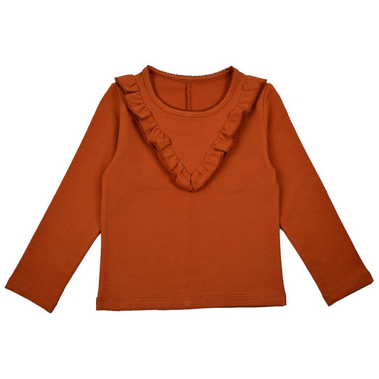 SALE: Langarm-Shirt mir Rüsche in Herbstbraun von Baba
