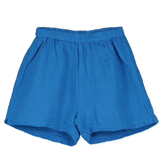 Musseline-Shorts mit Kirsche in Blau von Lötiekids