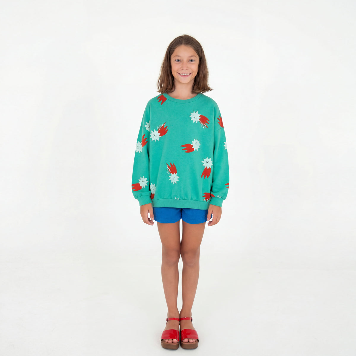 Sweatshirt Lucky Stars auf Grün von Lötiekids