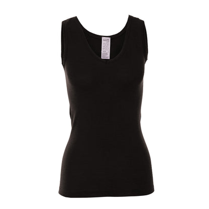 Trägershirt Wolle/Seide in Schwarz