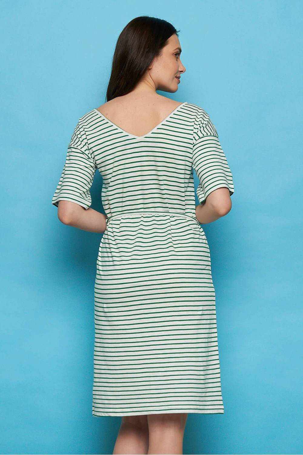 SALE -50%: Sommer-Kleid gestreift weiss-grün von Tranquillo