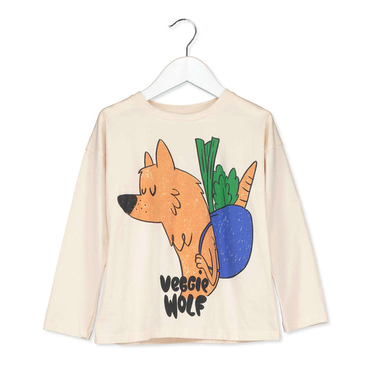 Langarm-Shirt mit (Veggie)Wolf auf Crème von Lötiekids