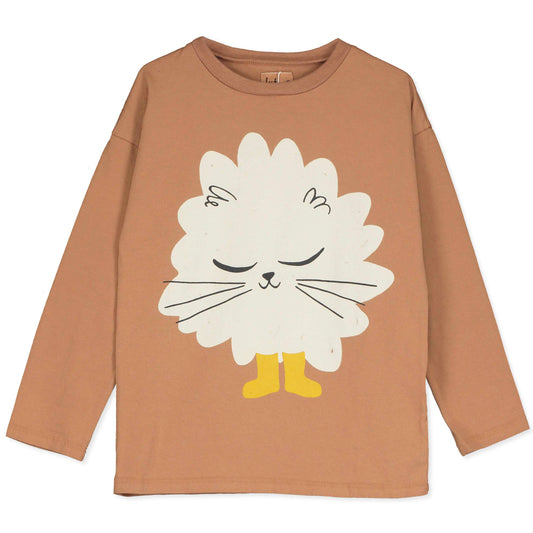 Langarm-Shirt mit Kätzchen auf Braun