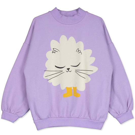 Sweatshirt mit Kätzchen auf Malve