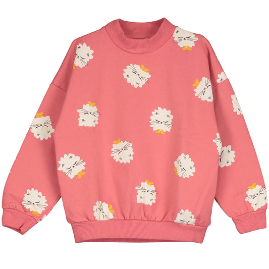 Sweatshirt mit Kätzchen auf Koralle