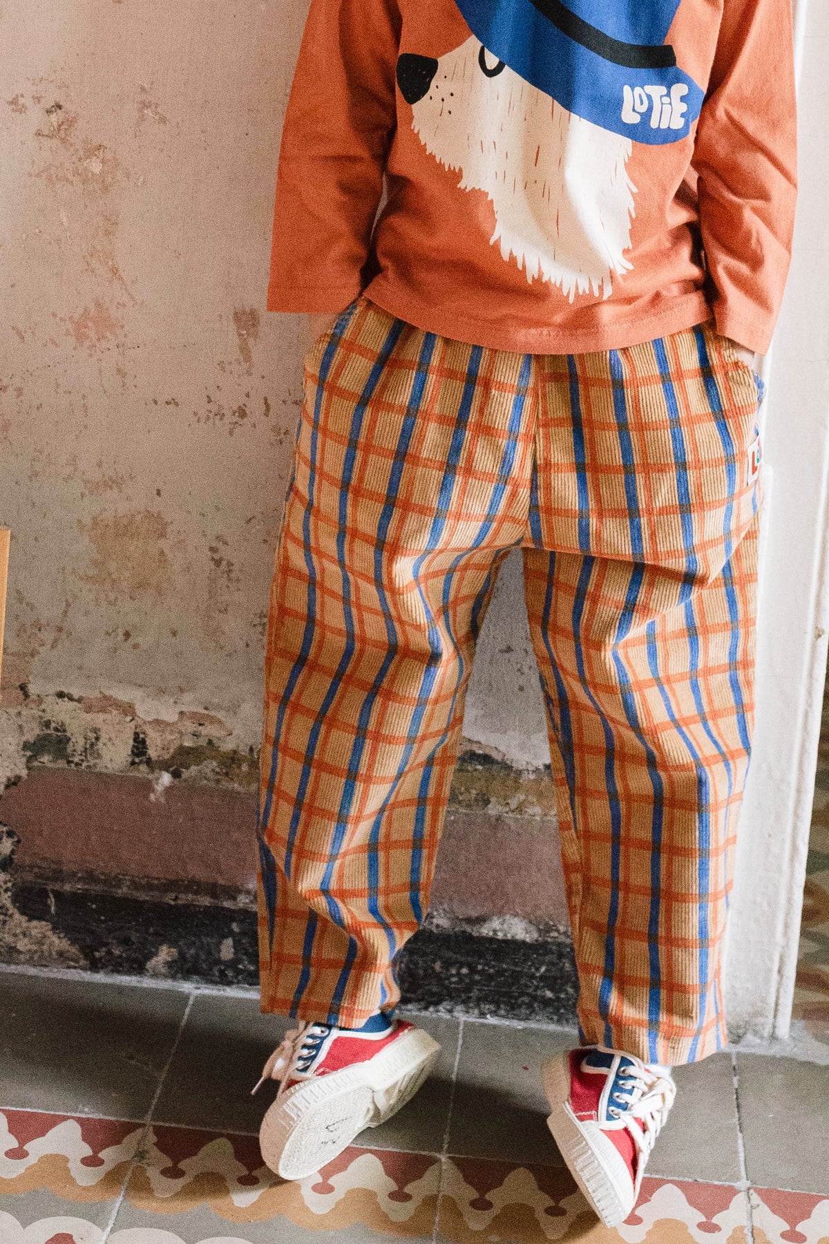 Cord-Hose Rastermuster Toasted von Lötiekids