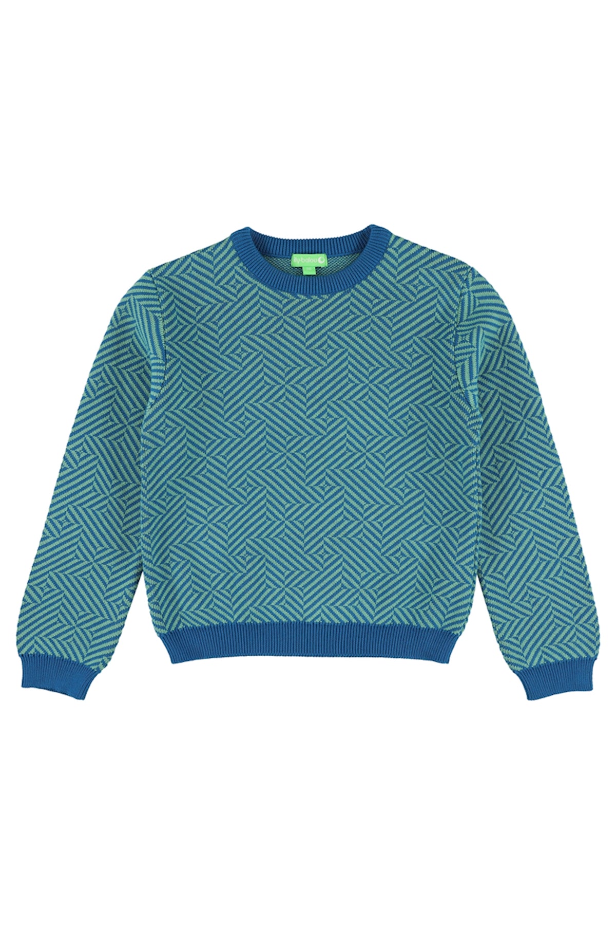 SALE: Gestrickter Pulli geometrisch in Mykonos Blue von Lily Balou