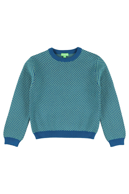 SALE: Gestrickter Pulli geometrisch in Mykonos Blue von Lily Balou