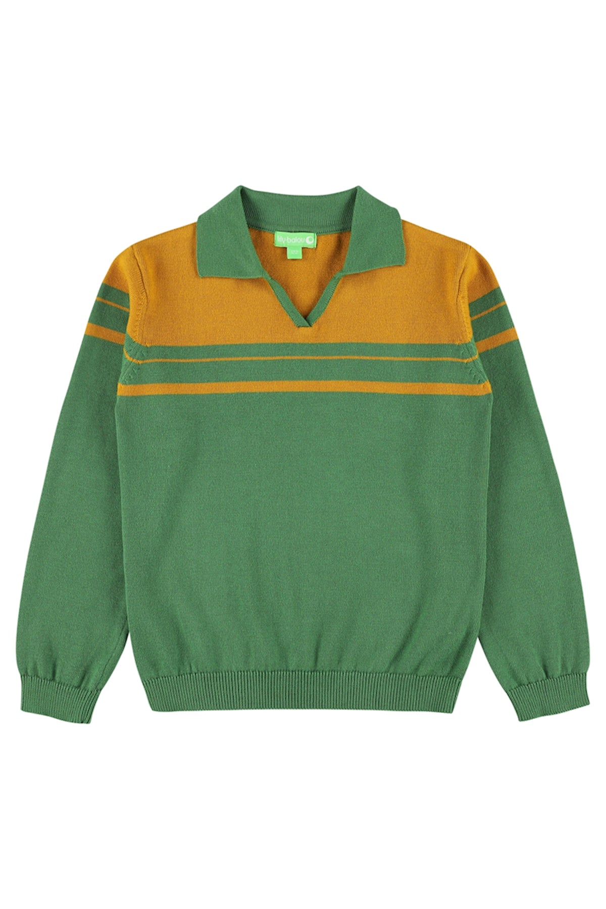 SALE: Polo-Pulli gestrickt in Grün/Inca Gold von Lily Balou