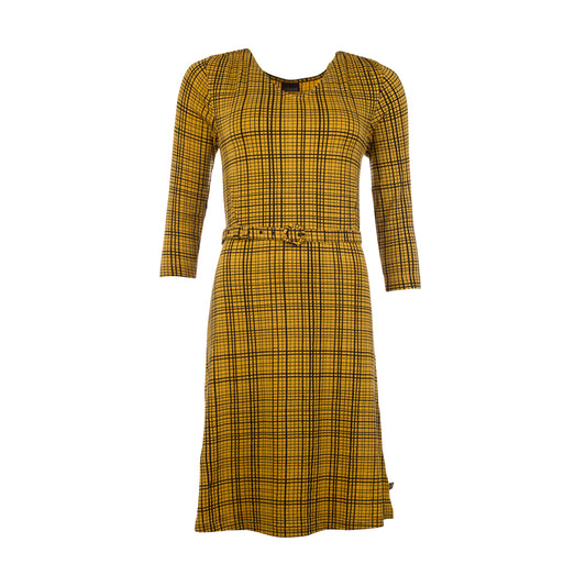 SALE -50%: Damenkleid Linien Schwarz auf Mustard von Chills&Fever  (Froy&Dind)