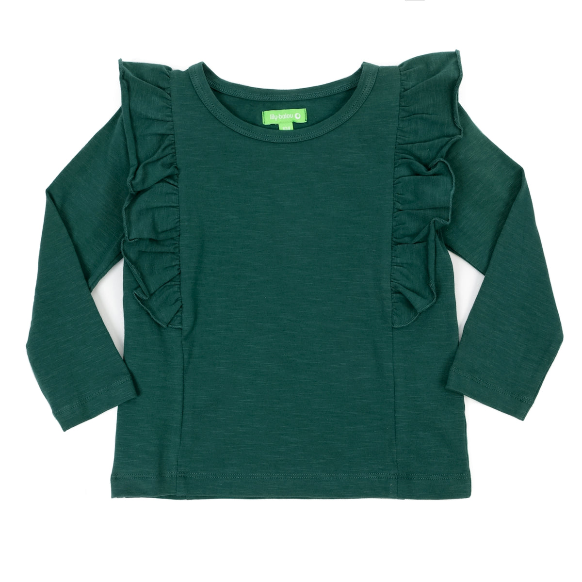 SALE: Langarm-Shirt mir Rüsche in Dunkelgrün von Lily Balou