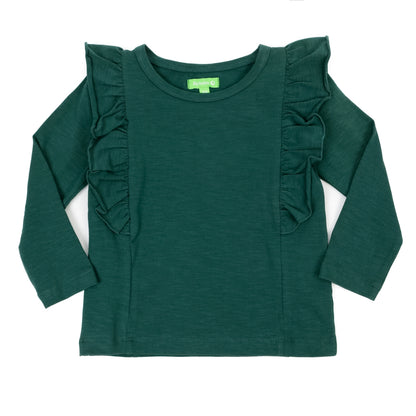 SALE: Langarm-Shirt mir Rüsche in Dunkelgrün von Lily Balou