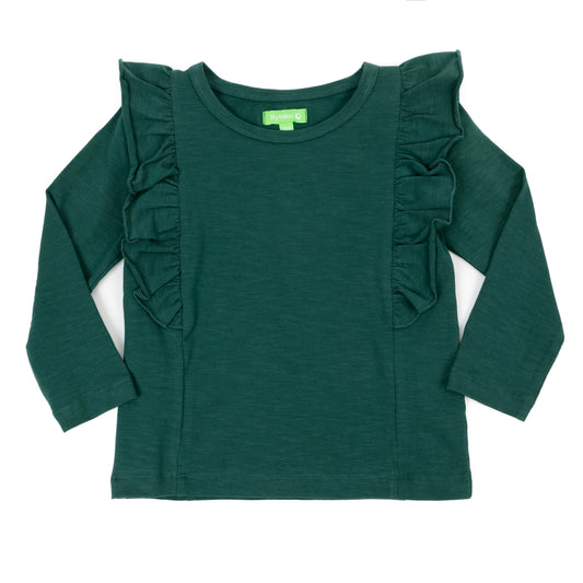 SALE: Langarm-Shirt mir Rüsche in Dunkelgrün von Lily Balou