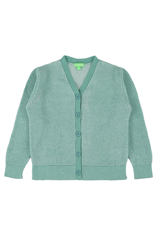 Cardigan in Smaragdgrün/Weiss gestrickt von Lily Balou