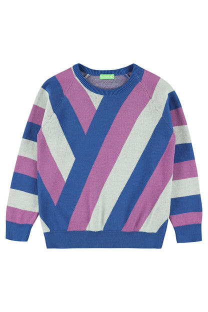 Pulli gestrickt geometrisch gemustert Violet/Blau von Lily Balou