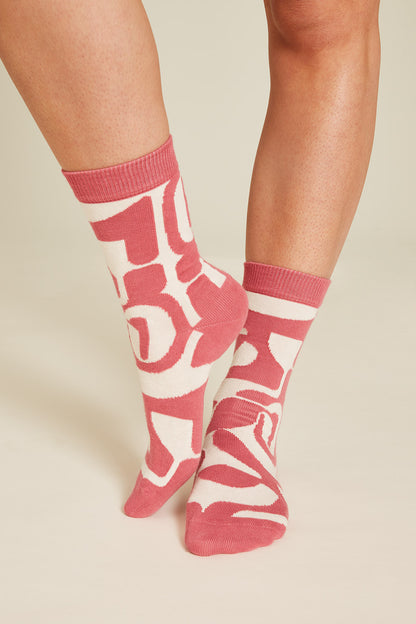 Socken abstrakt offwhite/rose wine