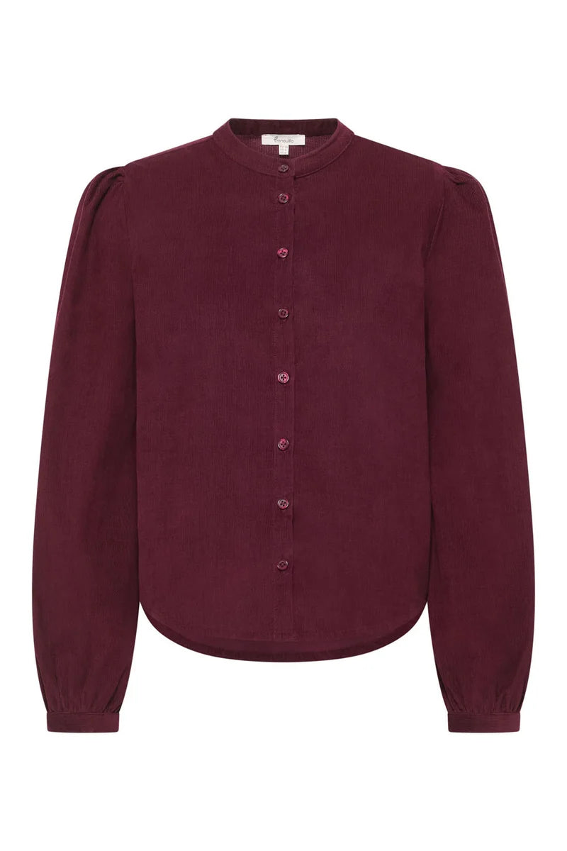 Cord-Bluse in Wine von Tranquillo