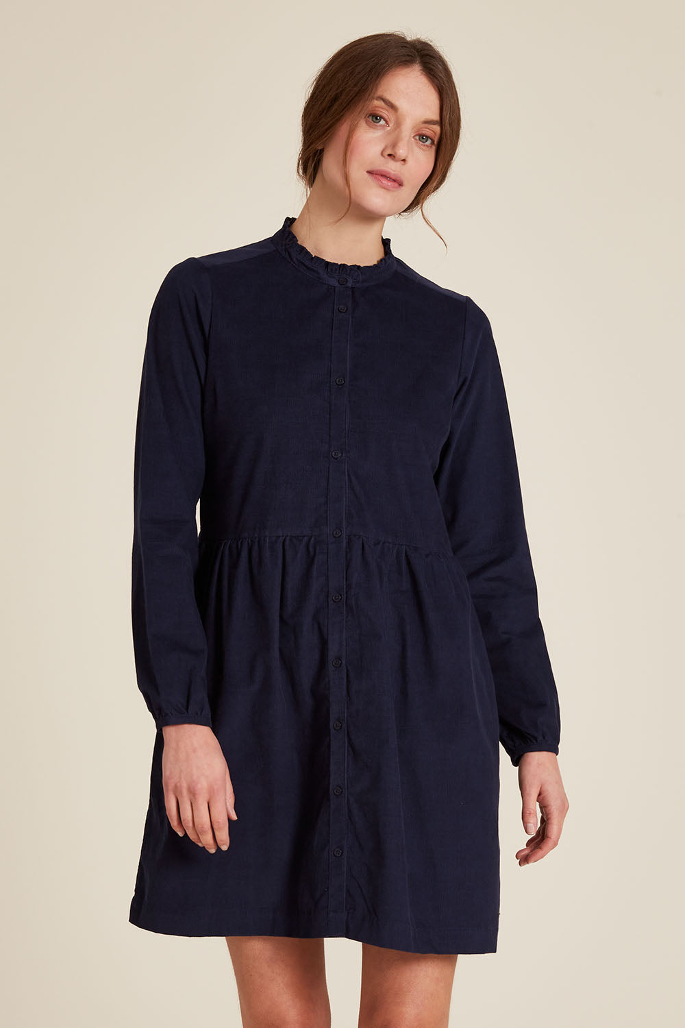 Blusenkleid aus Cord in Dunkelblau von Tranquillo
