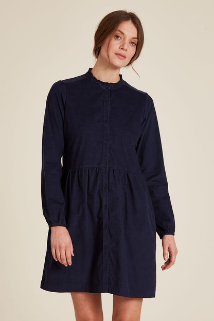Blusenkleid aus Cord in Dunkelblau von Tranquillo