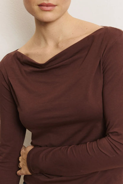 Shirt mit Wassfall-Kragen in Chocolat von Tranquillo