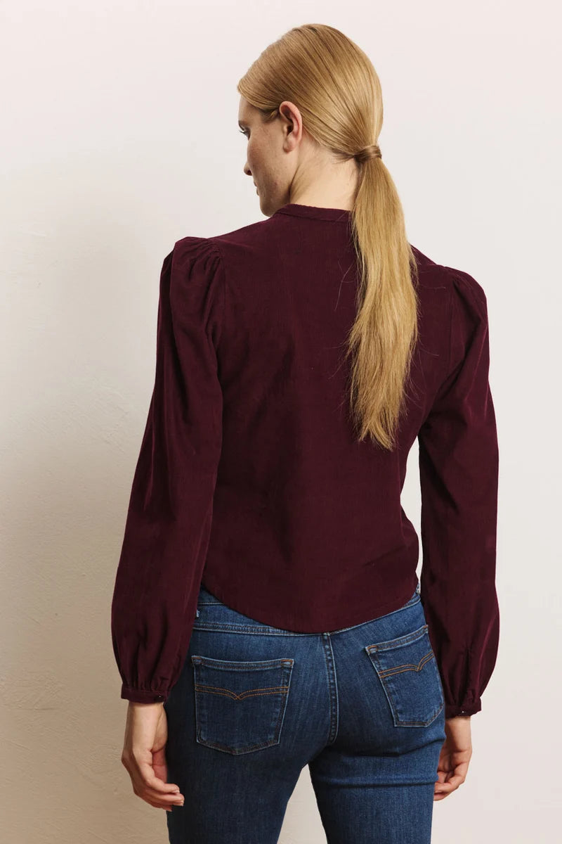 Cord-Bluse in Wine von Tranquillo