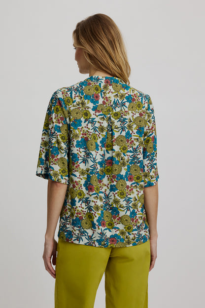 Kurzarm-Bluse mit Blumenmuster von Tranquillo