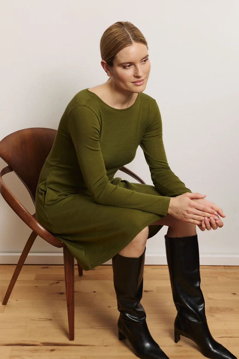 Wolle-Kleid in Olive von Tranquillo