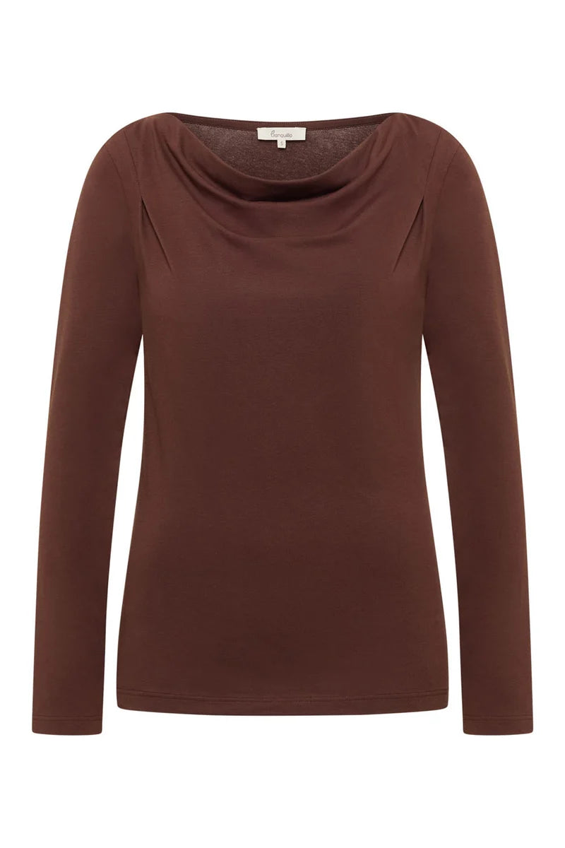Shirt mit Wassfall-Kragen in Chocolat von Tranquillo