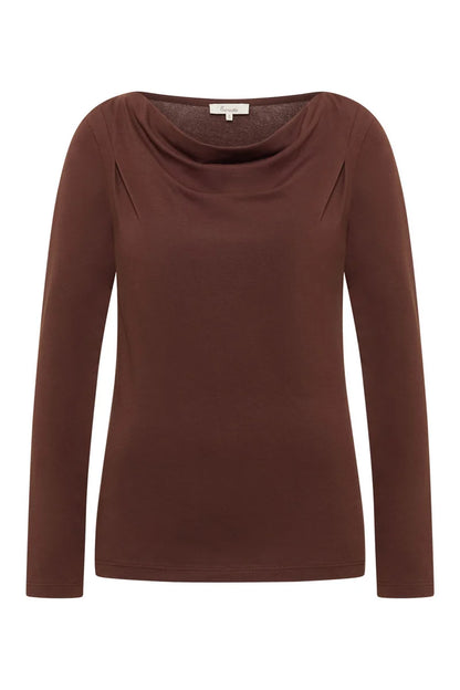 Shirt mit Wassfall-Kragen in Chocolat von Tranquillo