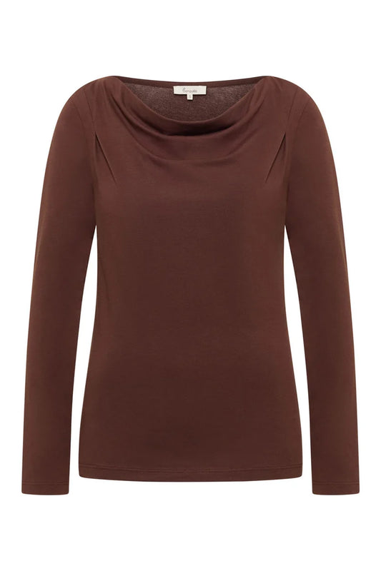 Shirt mit Wassfall-Kragen in Chocolat von Tranquillo