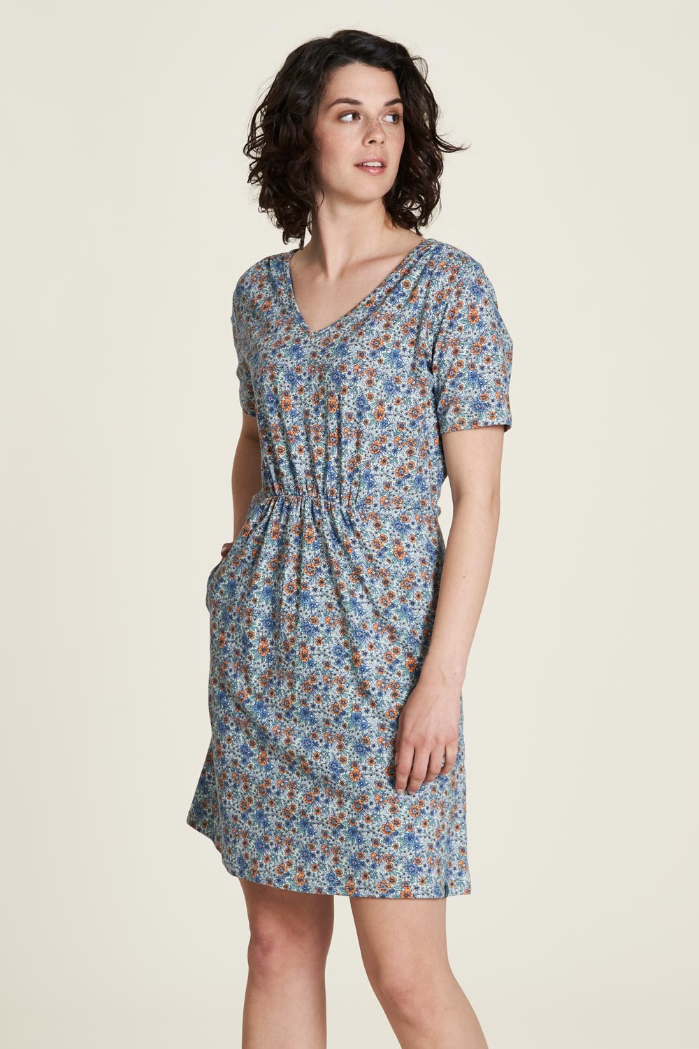 SALE: Jerseykleid mit Taschen mit Gartenmuster von Tranquillo