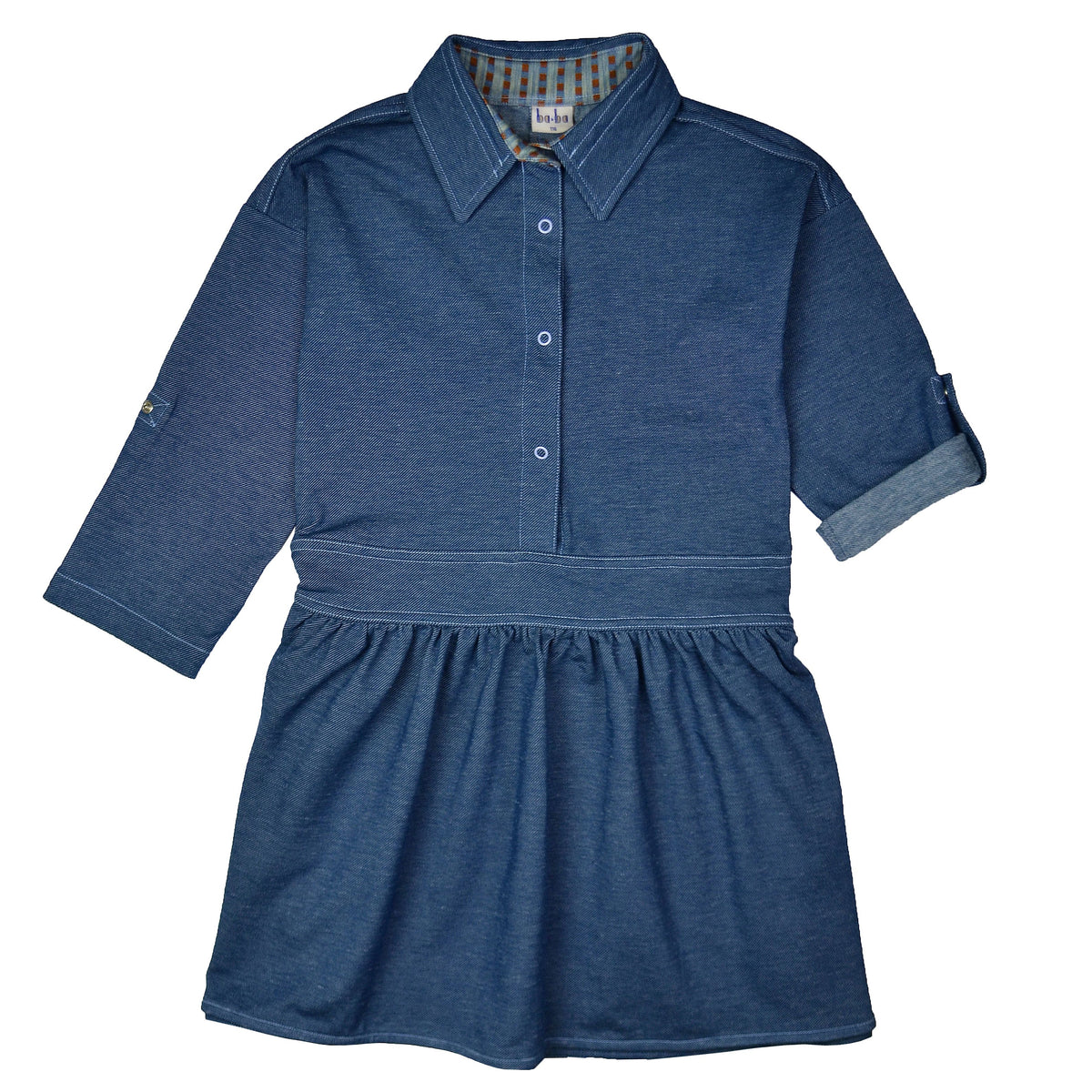Jacquard-Kleid in uni Blau (Denimlook) von Baba