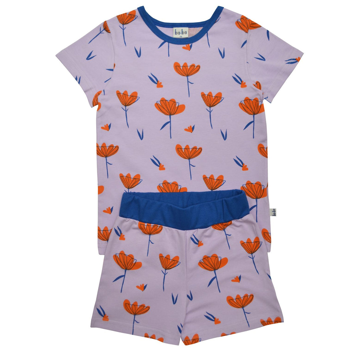 SALE: Sommer-Pyjama 2-teiler mit Blumen auf Lila von Baba