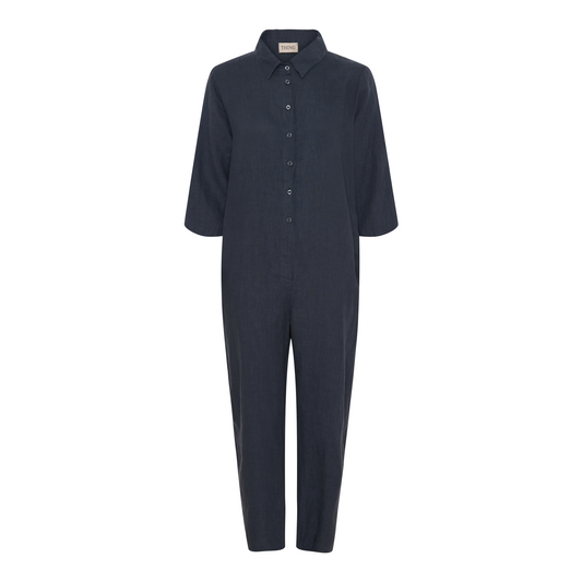 SALE: Leinen-Jumpsuit in Dunkelblau von Thing