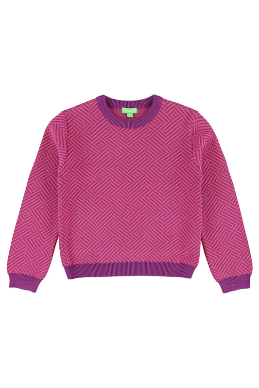 SALE: Gestrickter Pulli geometrisch in Hyacinth/Violet von Lily Balou
