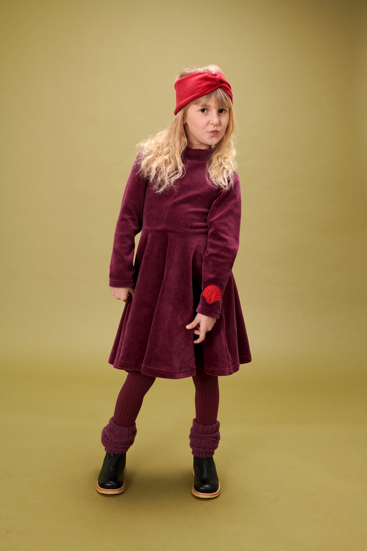 SALE: Velours-Kleid uni Grape Wine von Lily Balou