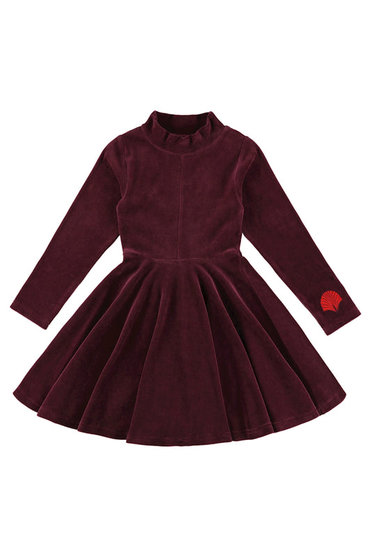 SALE: Velours-Kleid uni Grape Wine von Lily Balou