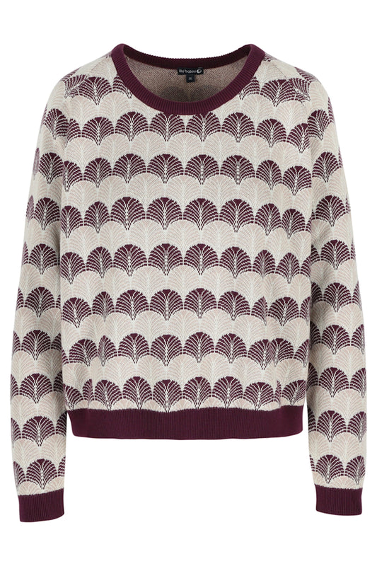 SALE: Strick-Pulli gemustert Federn Grape Wine von Lily Balou