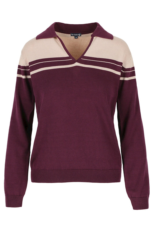 SALE: Strick-Pulli Polo Grape Wine/Rose Dust von Lily Balou