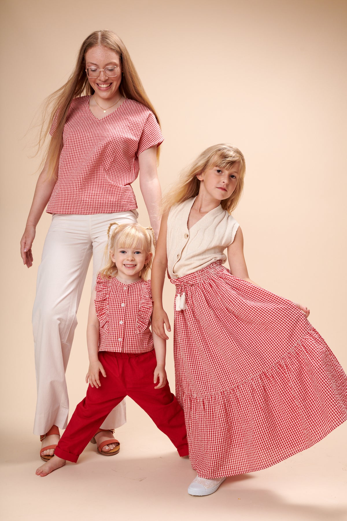 Langer Jupe kariert rot/weiss von Lily Balou