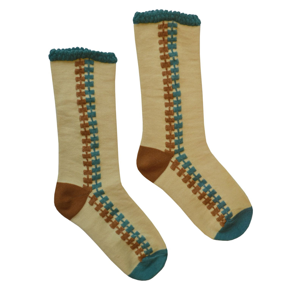 Socken mit Braun/Petrol Struktur von Baba